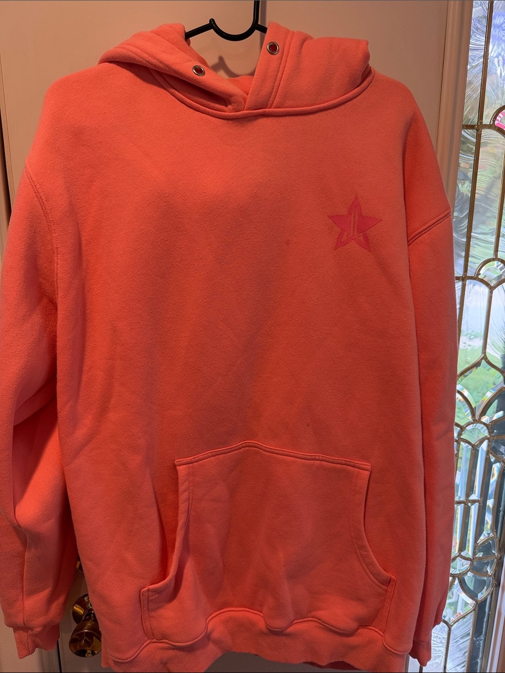 Jeffree Star Coral Pink Hooded Sweatshirt with Star Logo